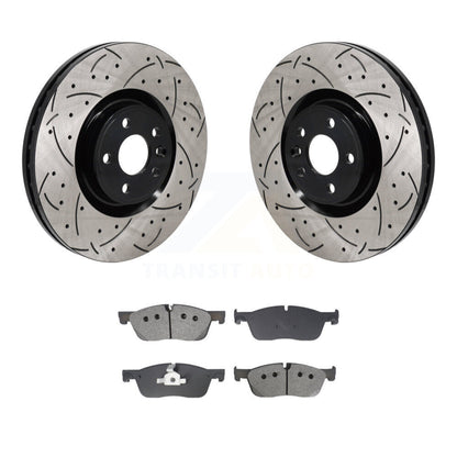 Drill Slot Disc Brake Rotor Semi-Metallic Pad Front Kit For Land Rover Discovery
