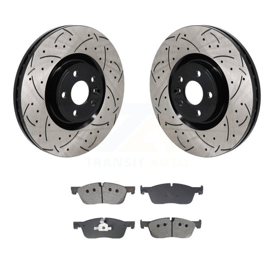 Drill Slot Disc Brake Rotor Semi-Metallic Pad Front Kit For Land Rover Discovery