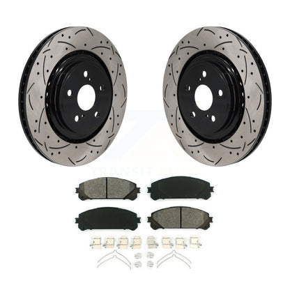 Drilled Slot Brake Rotor Semi-Metallic Pad Front Kit For 20-22 Toyota Highlander