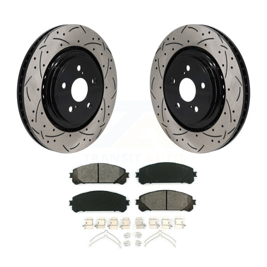 Drilled Slot Brake Rotor Semi-Metallic Pad Front Kit For 20-22 Toyota Highlander