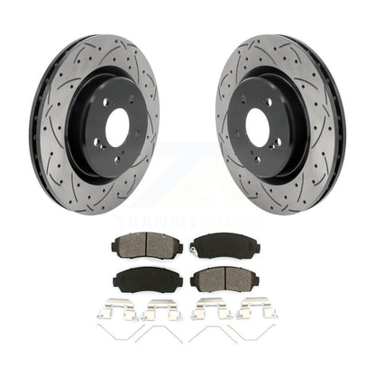 Drill Slot Brake Rotors Semi-Metallic Pad Front Kit For 2021-2023 Acura TLX 2.0L