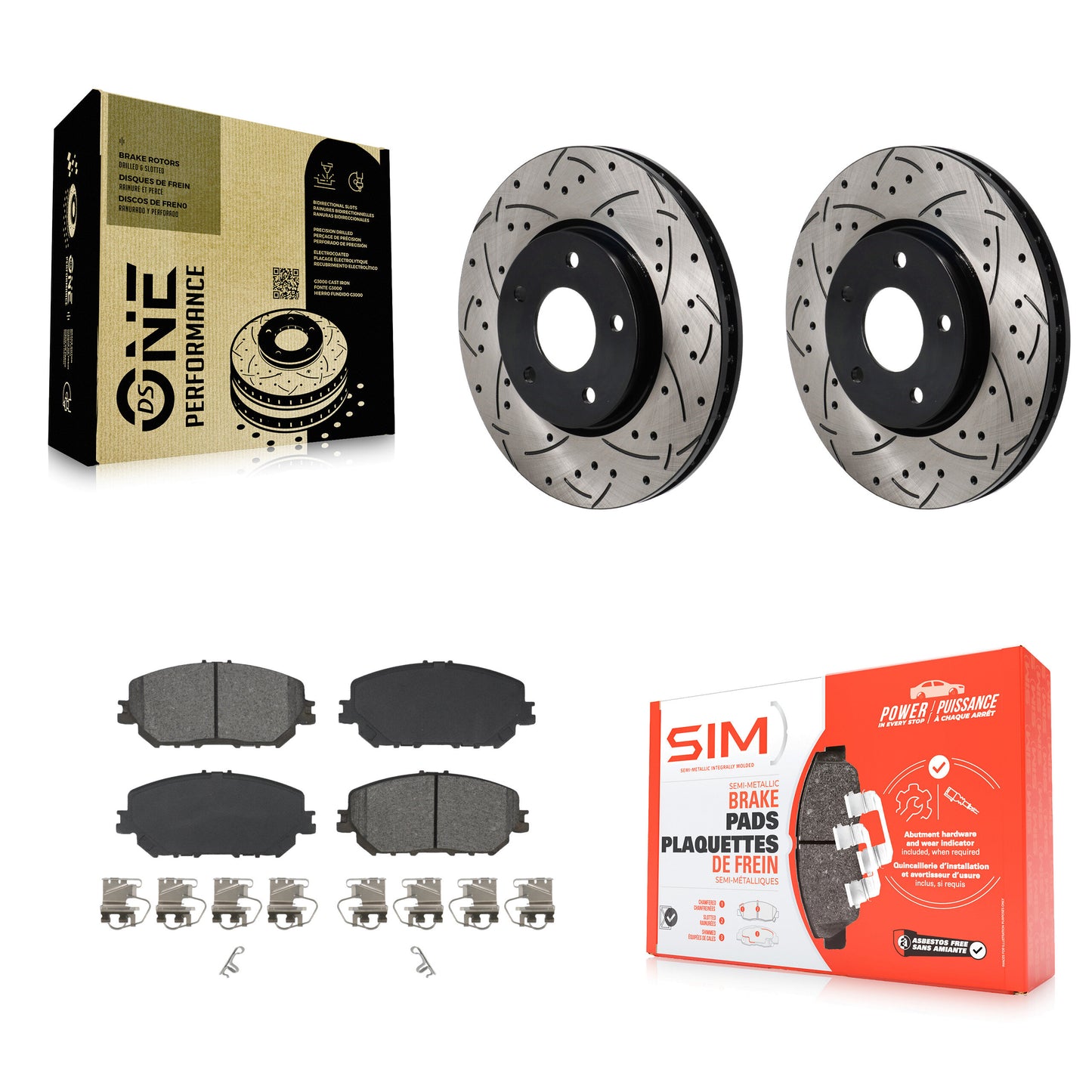 Coated Drill Slot Disc Brake Rotors Semi-Metallic Pad Front Kit For Nissan Rogue