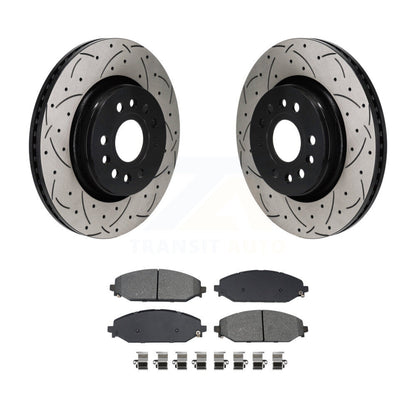 Drill Slot Brake Rotors Semi-Metallic Pad Front Kit For Ram 1500 Jeep Wagoneer L