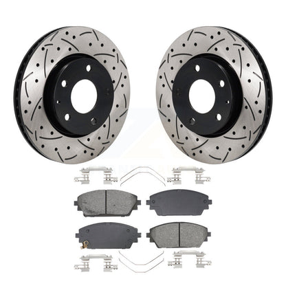 Drilled Slot Disc Brake Rotors Semi-Metallic Pad Front Kit For Mazda 3 Sport FWD