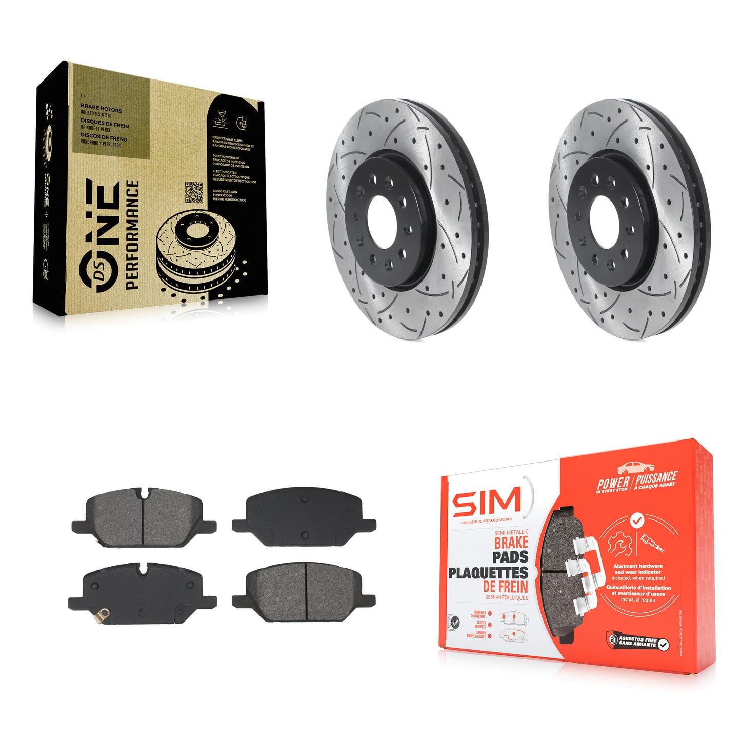 Drilled Slot Brake Rotor & Semi-Metallic Pad Front Kit For Chevrolet Equinox GMC