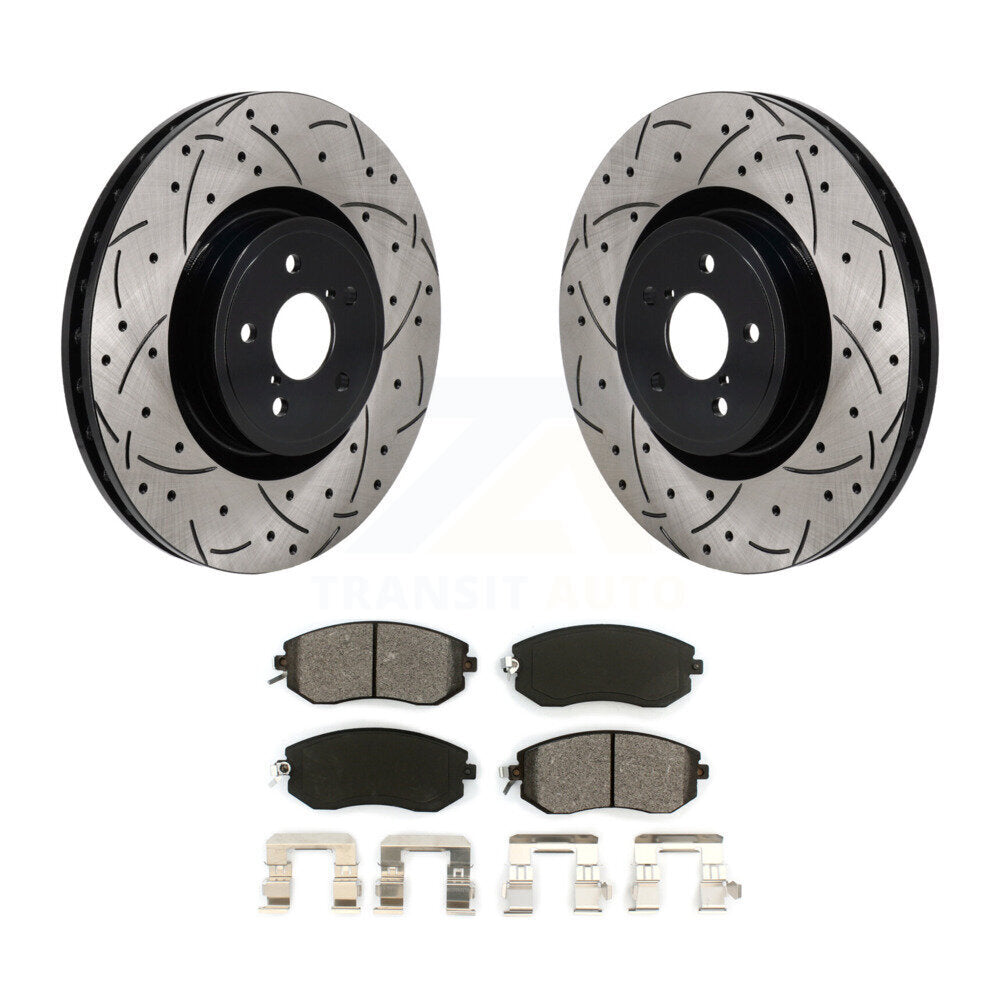 Drilled Slot Brake Rotors Semi-Metallic Pad Front Kit For 2019 Toyota 86 Base/GT