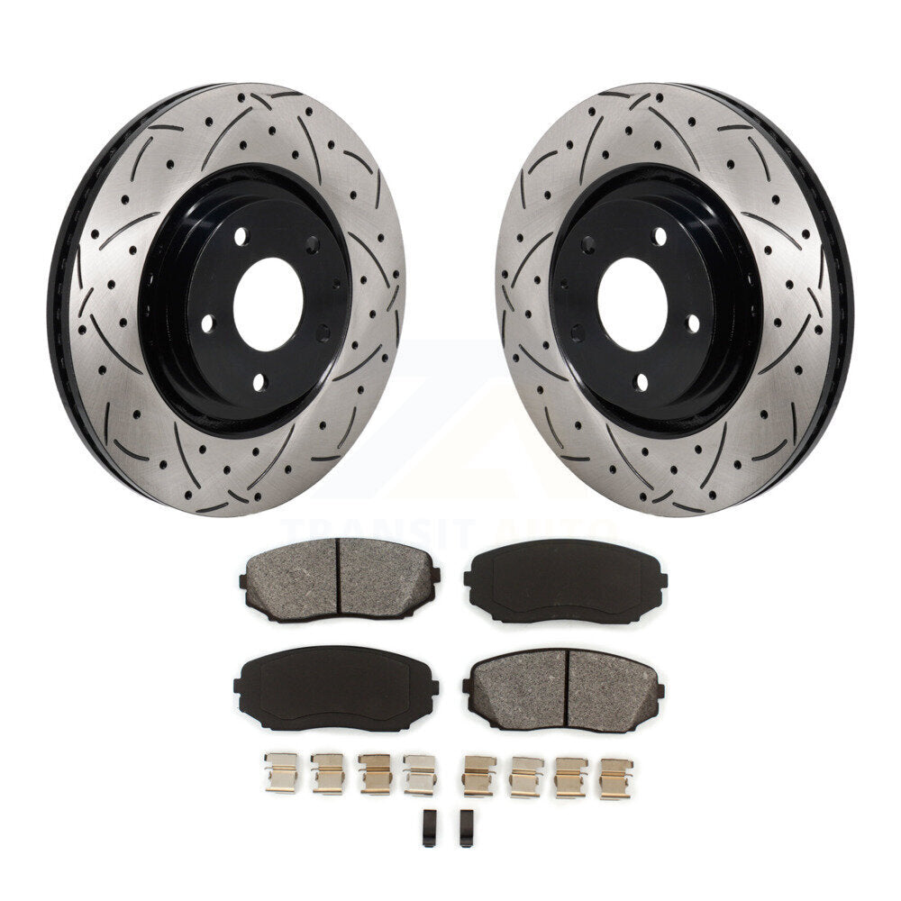 Coat Drill Slot Disc Brake Rotor Semi-Metallic Pad Front Kit For Mazda CX-5 CX-9