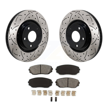 Coat Drill Slot Disc Brake Rotor Semi-Metallic Pad Front Kit For Mazda CX-5 CX-9