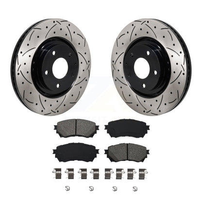 Drill Slot Brake Rotor Semi-Metallic Pad Front Kit For 2021 Mazda 6 Turbocharged
