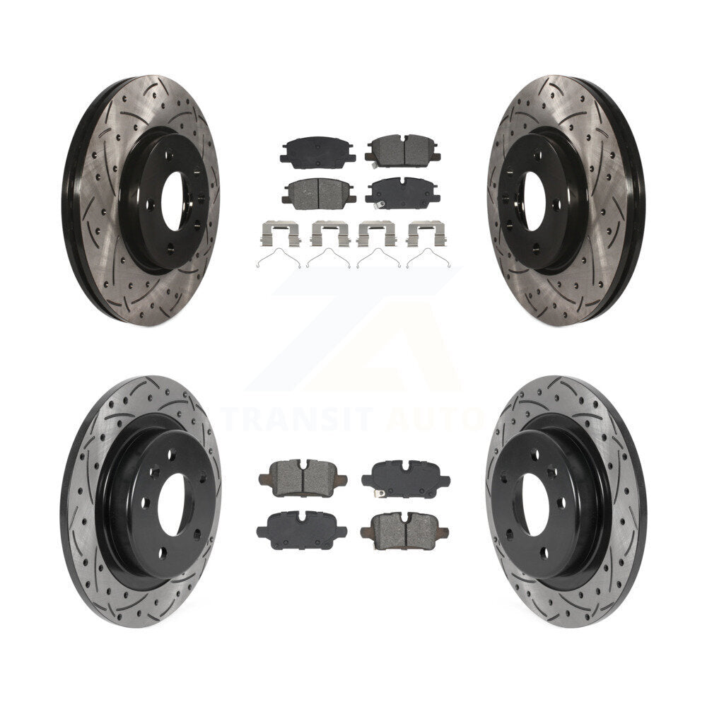 Drill Slot Brake Rotor Semi-Metallic Pad Front Rear Kit For Chevrolet GMC Malibu