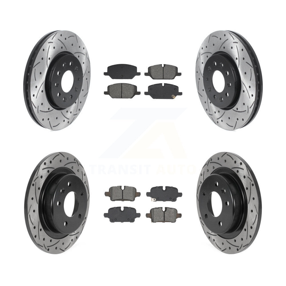 Drilled Slot Brake Rotors Semi-Metallic Pad Front Rear Kit For Chevrolet Equinox