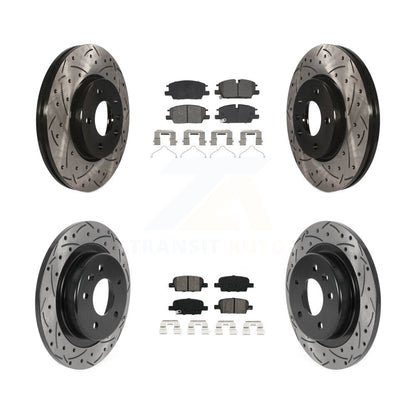 Drilled Slot Brake Rotor & Semi-Metallic Pad Front Rear Kit For Chevrolet Malibu