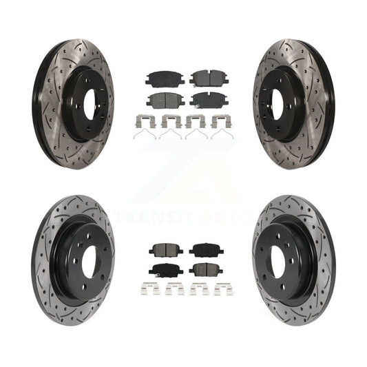 Drilled Slot Brake Rotor & Semi-Metallic Pad Front Rear Kit For Chevrolet Malibu