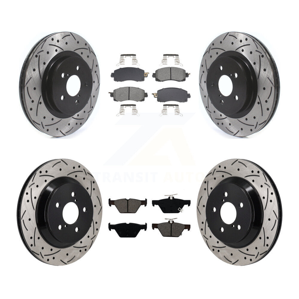 Drilled Slot Brake Rotor & Semi-Metallic Pad Front Rear Kit For Subaru Crosstrek