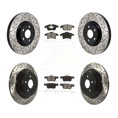 Drilled Slot Brake Rotor & Semi-Metallic Pad Front Rear Kit For Lincoln MKZ 2.0L