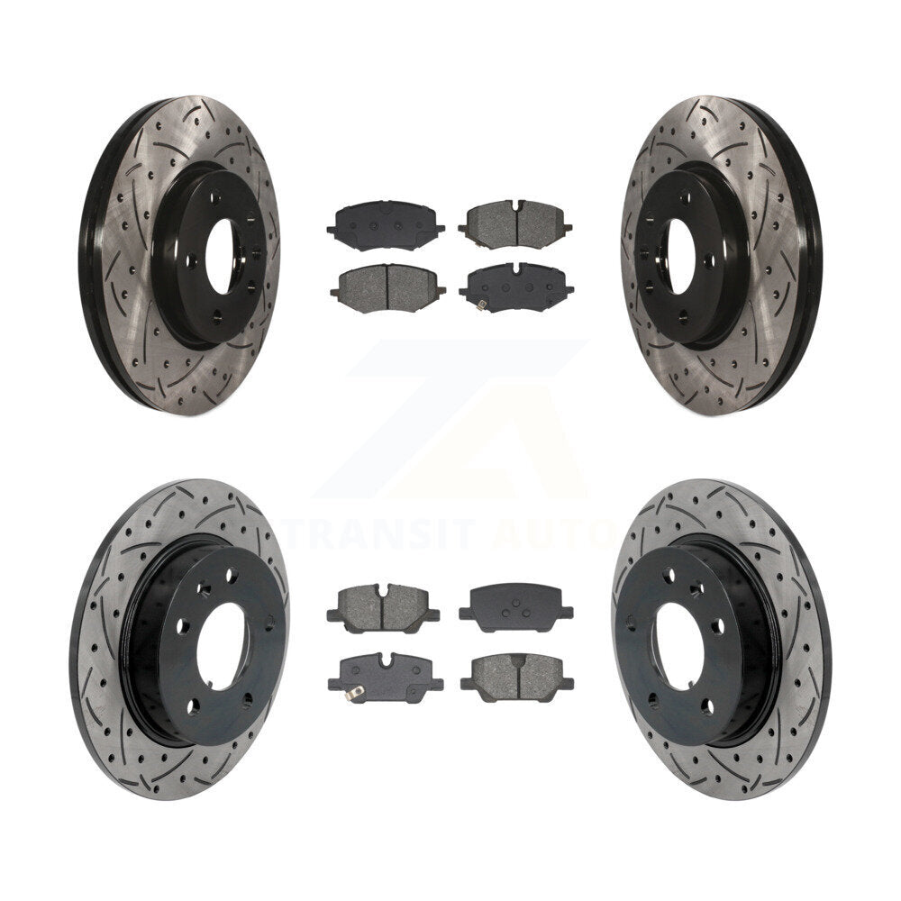 Drilled Slot Brake Rotor Semi-Metallic Pad Front Rear Kit For Chevrolet Buick GX