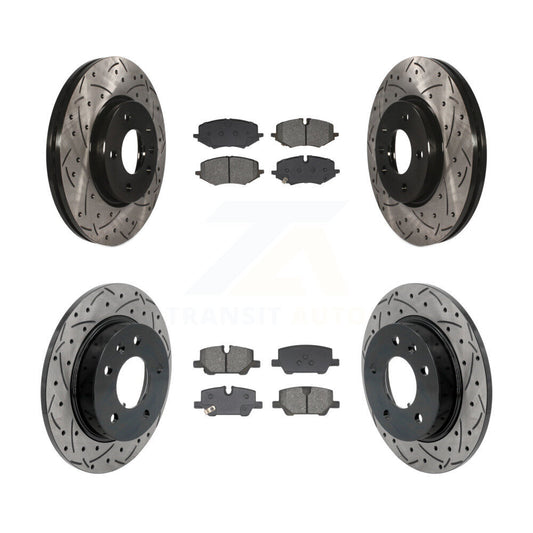 Drilled Slot Brake Rotor Semi-Metallic Pad Front Rear Kit For Chevrolet Buick GX
