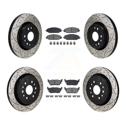 Drill Slot Brake Rotors Semi-Metallic Pad Front Rear Kit For Ram 1500 Jeep Grand