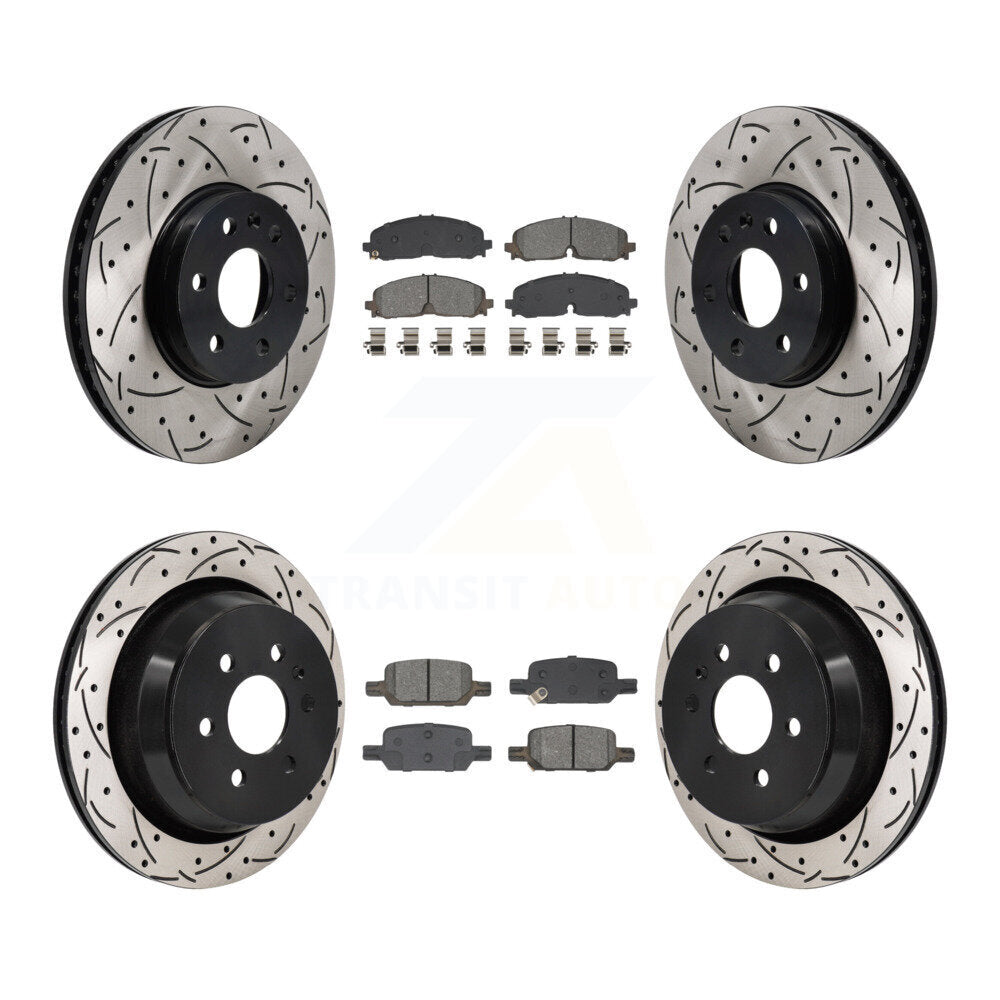 Drilled Slot Brake Rotor Semi-Metallic Pad Front Rear Kit For Chevrolet Colorado
