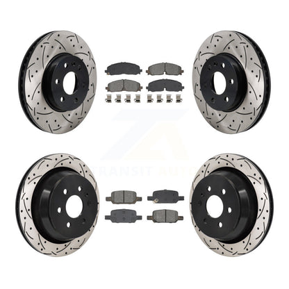 Drilled Slot Brake Rotor Semi-Metallic Pad Front Rear Kit For Chevrolet Colorado