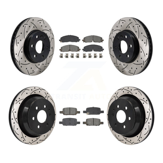 Drilled Slot Brake Rotor Semi-Metallic Pad Front Rear Kit For Chevrolet Colorado