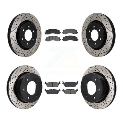 Drilled Slot Brake Rotor & Semi-Metallic Pad Front Rear Kit For Ford Bronco 3.0L
