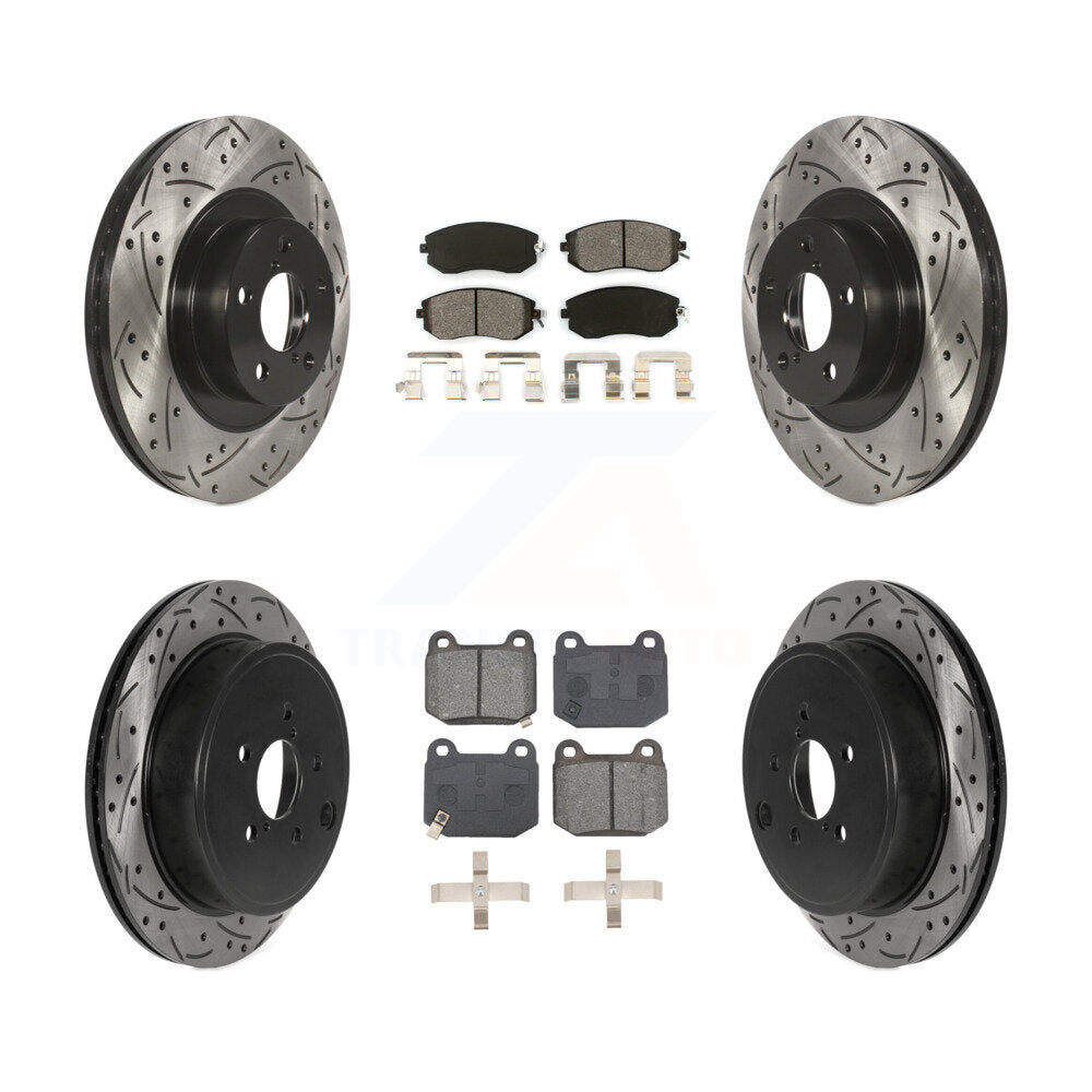 Coat Drill Slot Disc Brake Rotor Semi-Metallic Pad Front Rear Kit For Subaru BRZ