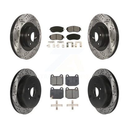 Coat Drill Slot Disc Brake Rotor Semi-Metallic Pad Front Rear Kit For Subaru BRZ