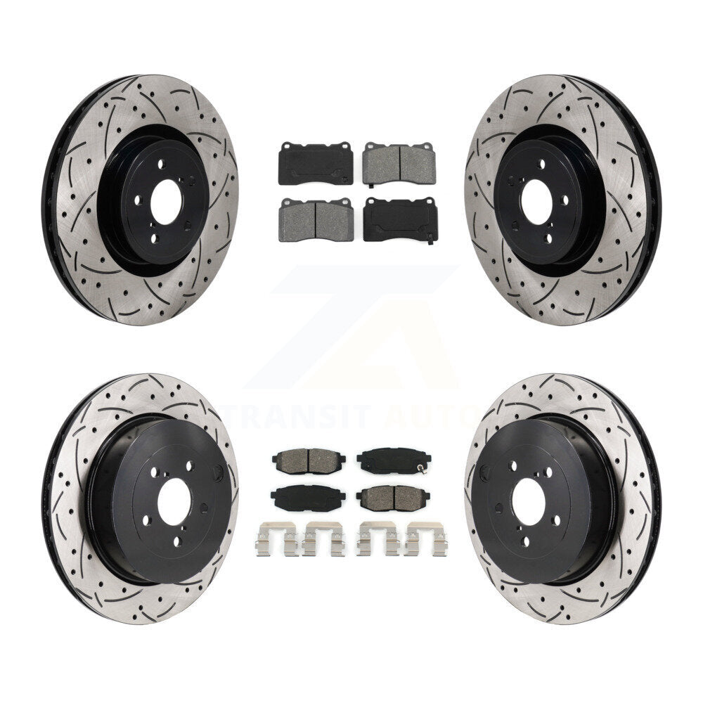 Drill Slot Brake Rotor Semi-Metallic Pad Front Rear Kit For 2017 Subaru BRZ Base