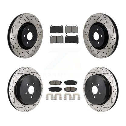 Drill Slot Brake Rotor Semi-Metallic Pad Front Rear Kit For 2017 Subaru BRZ Base