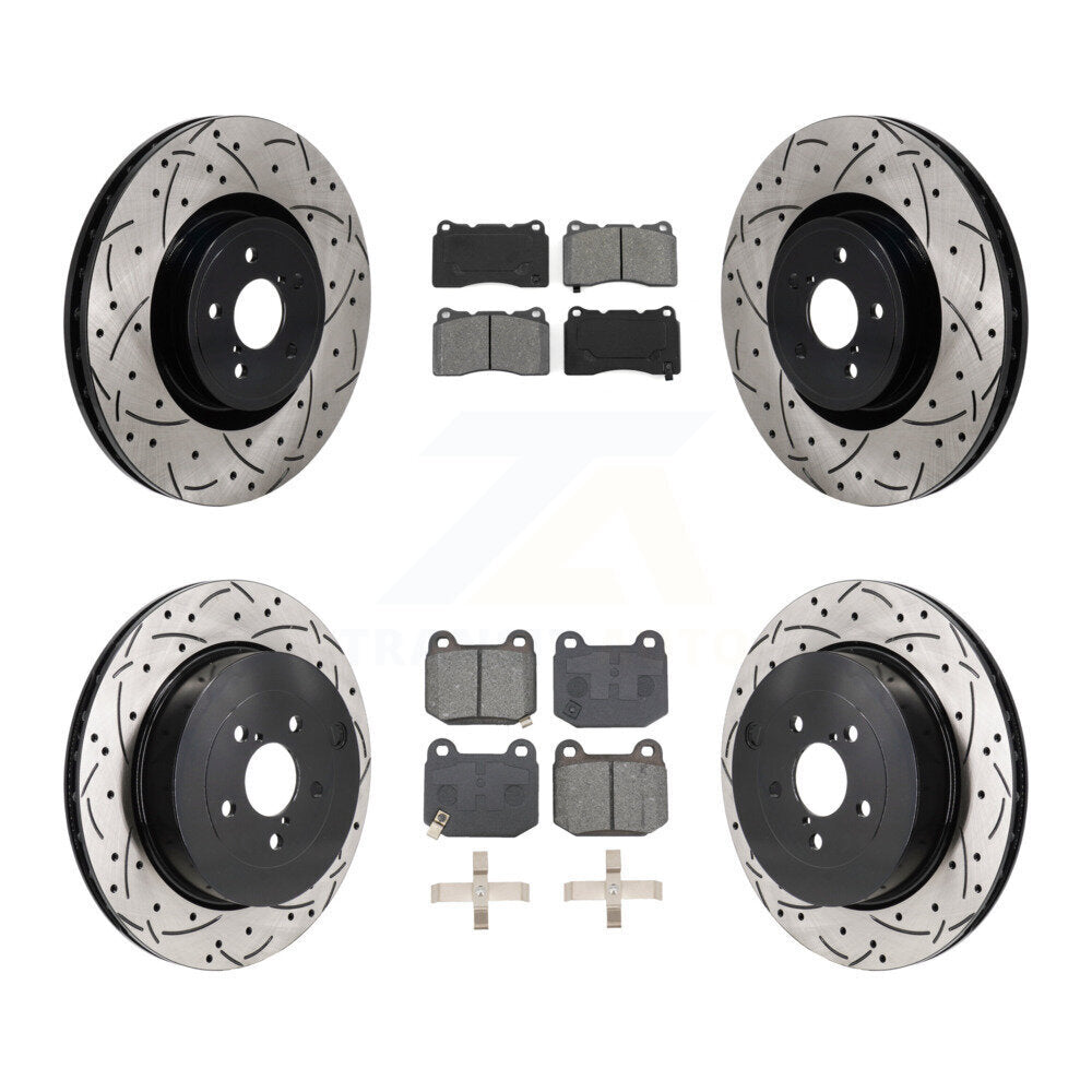 Drill Slot Brake Rotor Semi-Metallic Pad Front Rear Kit For Subaru BRZ Toyota 86