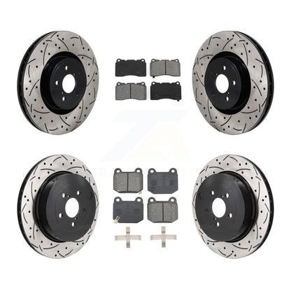 Drill Slot Brake Rotor Semi-Metallic Pad Front Rear Kit For Subaru BRZ Toyota 86