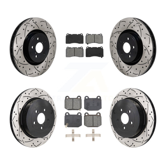 Drill Slot Brake Rotor Semi-Metallic Pad Front Rear Kit For Subaru BRZ Toyota 86