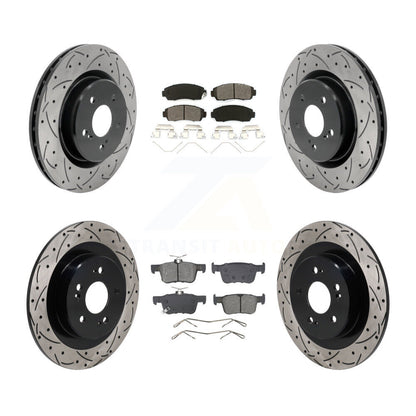 Drill Slot Brake Rotor Semi-Metallic Pad Front Rear Kit For 21-23 Acura TLX 2.0L