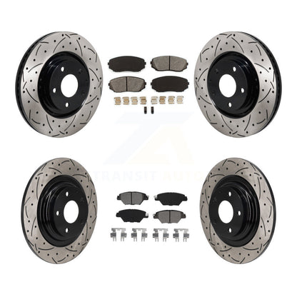 Drill Slot Brake Rotor Semi-Metallic Pad Front Rear Kit For 2016-2023 Mazda CX-9
