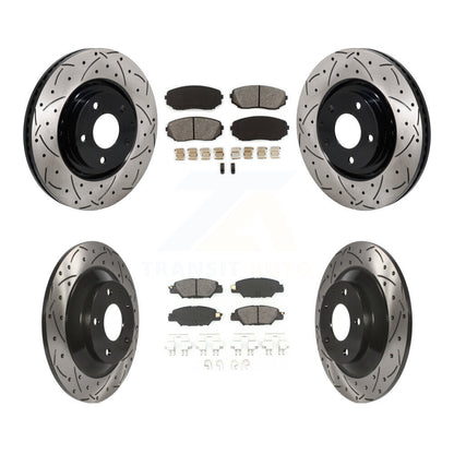 Coat Drill Slot Disc Brake Rotor Semi-Metallic Pad Front Rear Kit For Mazda CX-5