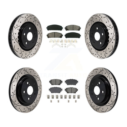 Drilled Slot Brake Rotor Semi-Metallic Pad Front Rear Kit For Toyota Sienna RAV4