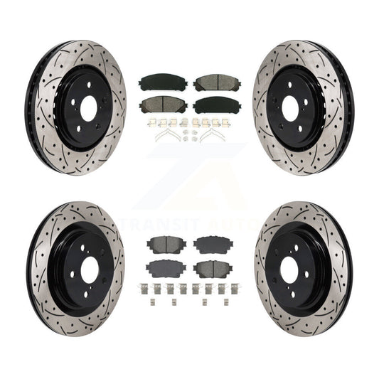 Drilled Slot Brake Rotor Semi-Metallic Pad Front Rear Kit For Toyota Sienna RAV4