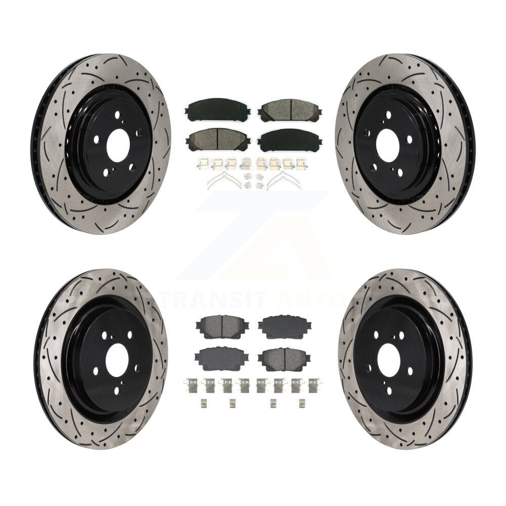 Drilled Slot Brake Rotors Semi-Metallic Pad Front Rear Kit For Toyota Highlander