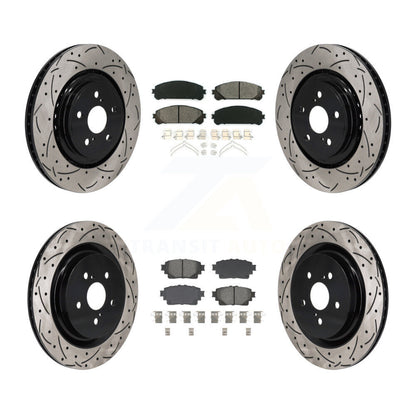 Drilled Slot Brake Rotors Semi-Metallic Pad Front Rear Kit For Toyota Highlander