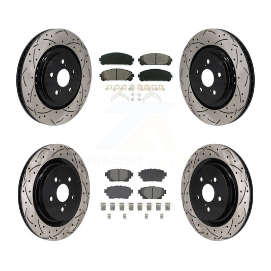 Drilled Slot Brake Rotors Semi-Metallic Pad Front Rear Kit For Toyota Highlander