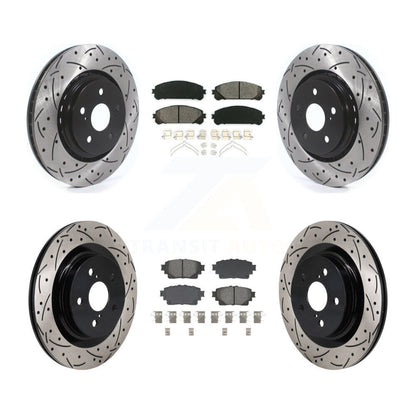 Drilled Slot Brake Rotor Semi-Metallic Pad Front Rear Kit For Lexus NX350h NX350
