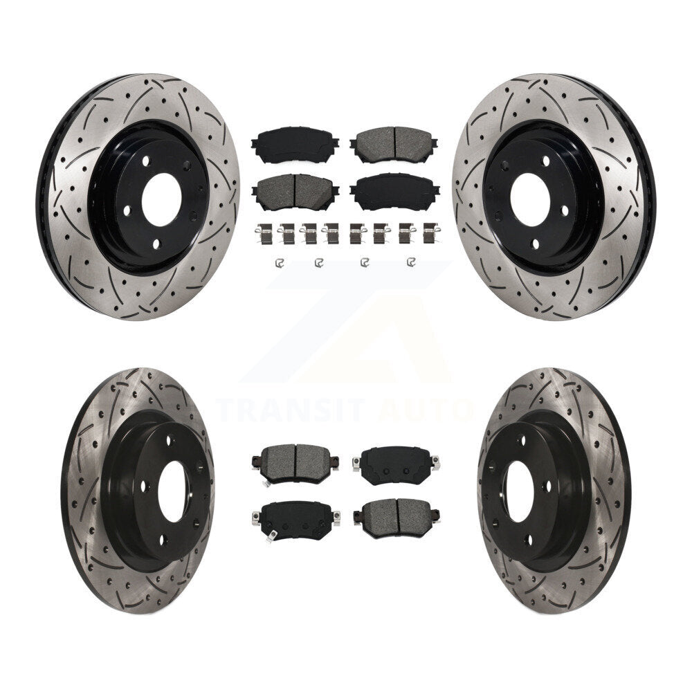 Drill Slot Brake Rotor Semi-Metallic Pad Front Rear Kit For Mazda 6 Turbocharged