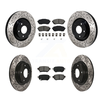 Drill Slot Brake Rotor Semi-Metallic Pad Front Rear Kit For Mazda 6 Turbocharged