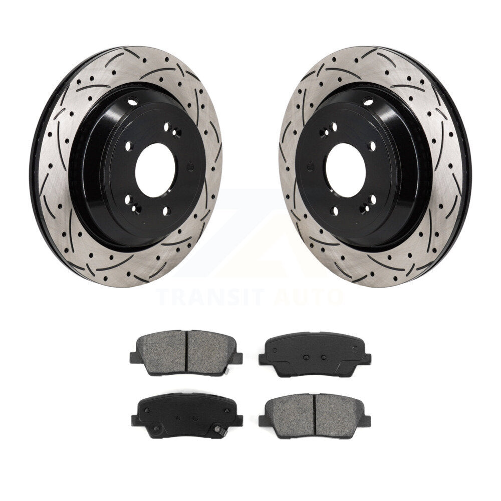 Drilled Slot Brake Rotor & Semi-Metallic Pad Rear Kit For Hyundai Equus Kia K900