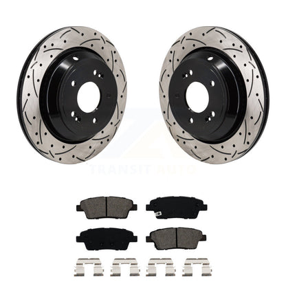 Drilled Slot Disc Brake Rotors Semi-Metallic Pad Rear Kit For 2015 Kia K900 3.8L