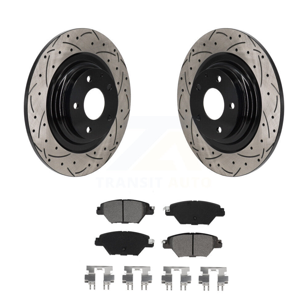 Drill Slot Disc Brake Rotors Semi-Metallic Pad Rear Kit For 2016-2023 Mazda CX-9