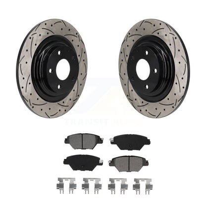 Drill Slot Disc Brake Rotors Semi-Metallic Pad Rear Kit For 2016-2023 Mazda CX-9
