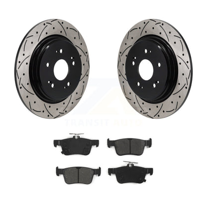 Drilled Slot Disc Brake Rotor Semi-Metallic Pad Rear Kit For 2019-2021 Acura RDX