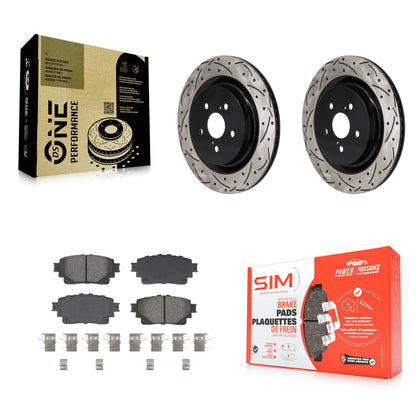 Drilled Slot Brake Rotors Semi-Metallic Pad Rear Kit For Toyota Highlander Lexus